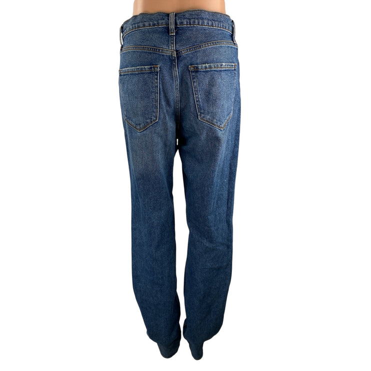 Fashion Nova Women's Blue Distressed High Rise Straight Leg Denim Jeans Size 7