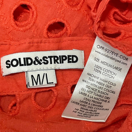 Solid & Striped The Mini Wrap Pareo Orange All Over Eyelet Cover Up Skirt Sz M/L