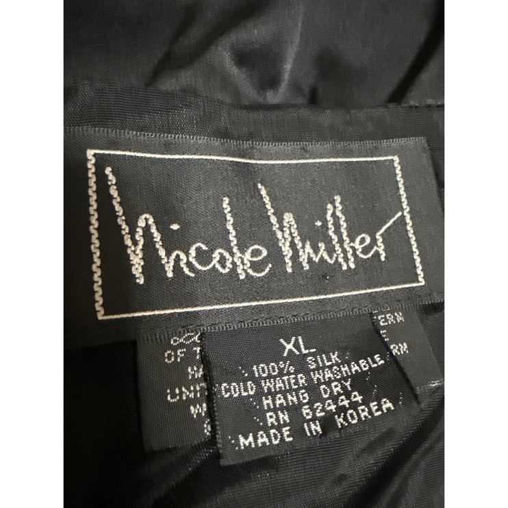 Vintage Nicole Miller Multicolor 100% Silk Graphic Print Sleeveless Vest Top XL
