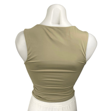Princess Polly Beige Tan Sleeveless Square Neck Cami Camisole Tank Crop Top Sz 2