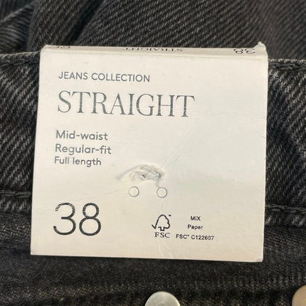 NEW MNG Mango Black Rhinestone Straight High Rise Relaxed Denim Jeans Size 6
