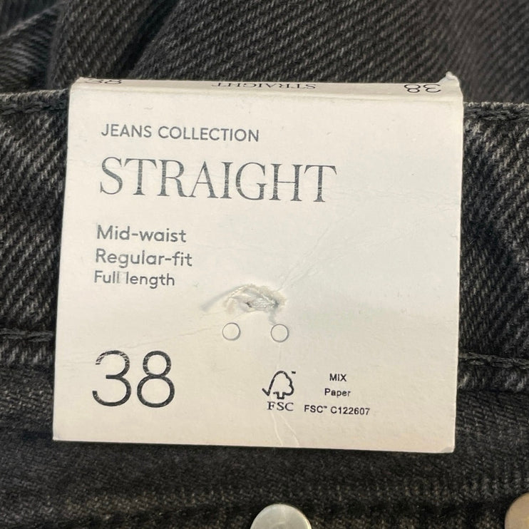 NEW MNG Mango Black Rhinestone Straight High Rise Relaxed Denim Jeans Size 6