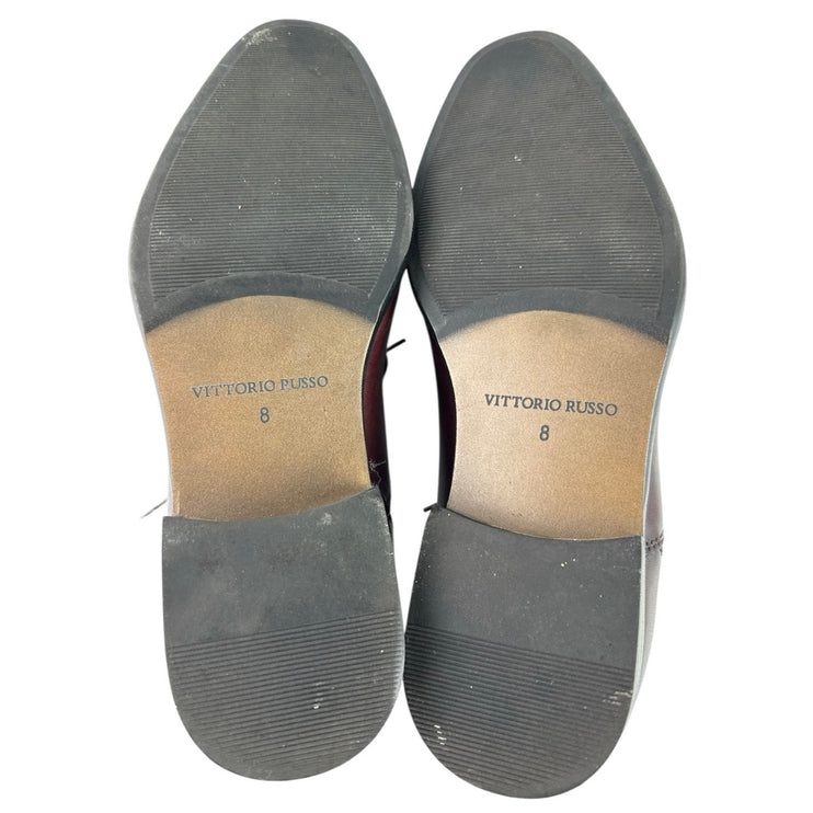 Vittorio Russo Irvin  Men's Red Black Leather Cap Toe Lace Up Oxford  Shoes Sz 8