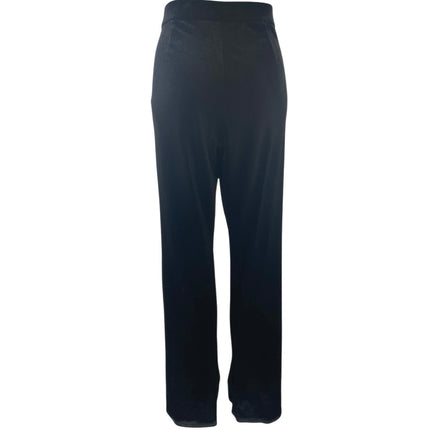 Zara Black Velvet Velour Straight Wide Leg High Waisted Pull On Trousers Pants L