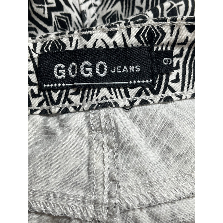 Gogo Jeans Black Tribal Print High Waist Slim Straight Trouser Dress Pants Sz 9