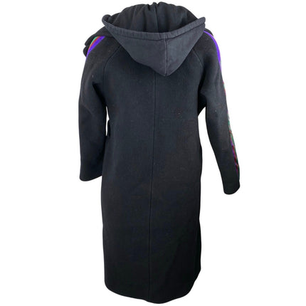 Sandro Womens Black Wool Striped Long Sleeve Hooded Hoodie Long Coat Jacket US 6