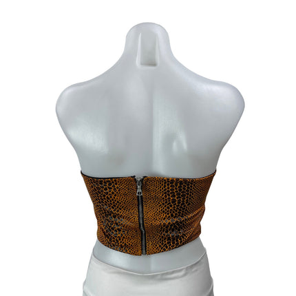 I.AM.GIA Women's Orange Black Sleeveless Strapless Poison Snakeskin Crop Top XS