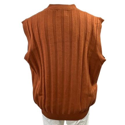 Viyella 100% Merino Wool Brown Cable Knit Button Down Cardigan Vest Tank Top XL