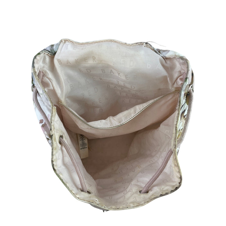 Ted Baker Sukkii Vanilla Floral Woven Drawstring Adjustable Backpack Size OS