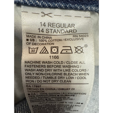 Old Navy Boyfriend Skinny Girls Blue Floral Embroidered Straight Denim Jeans 14