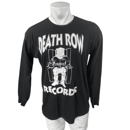 Death Row Records Men's Black White Long Sleeve Graphic T Shirt Tee Top Size M