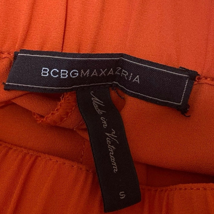 BCBGMaxazria Women's Orange Pleated Elastic Waist Casual Lounge Shorts Size S