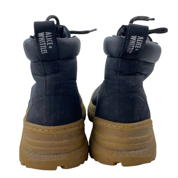 Alice + Whittles Black Lace Up Round Toe Lace Up Hiking Ankle Boots Size 7.5