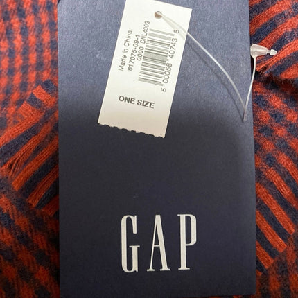 NEW Gap Red Black Gingham Checkered Fringe Hem Shawl Wrap Scarf 200x50 One Size