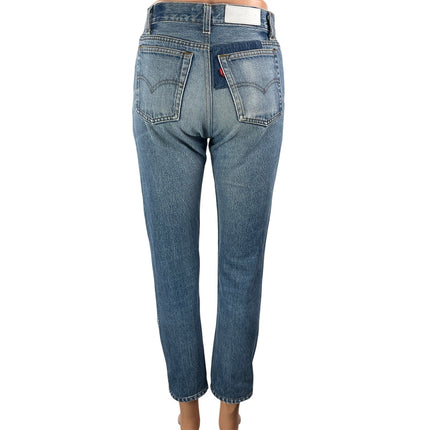 Levi's Re/Done Women's Blue High Rise Patchwork Slim Leg Denim Jeans Pants 24