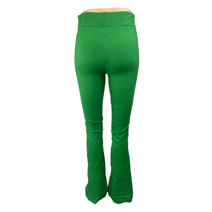 Dilvin Women's Green Split Hem Zip Bootcut High Rise Flare Trousers Pants Size 8