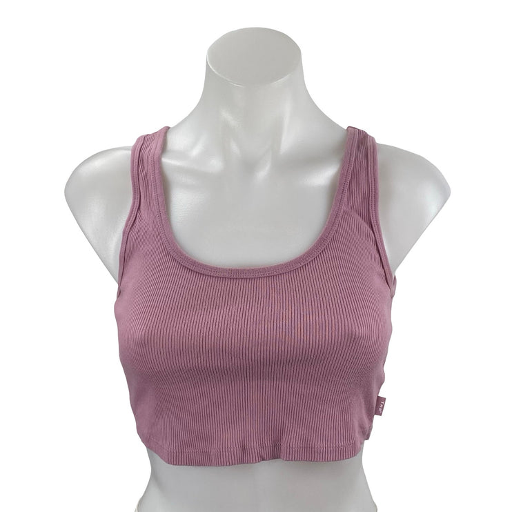 Aritzia TNA Pink Sculpt Ribbed Knit Sleeveless Scoop Cami Tank Crop Top Size S