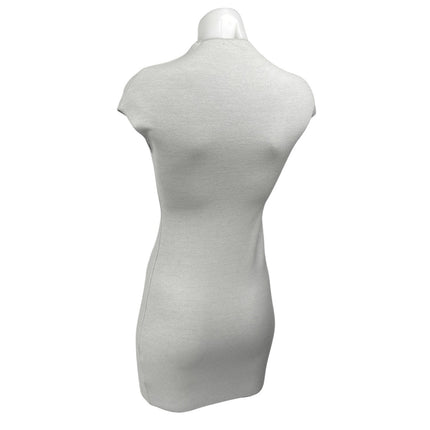 Zara Gray Short Sleeve Mock Neck Knit Sculpt Sweater Mini Bodycon Dress Size S