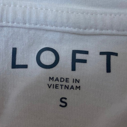 Ann Taylor LOFT Women's White Short Puff Sleeve Casual Tee T shirt Blouse Top S