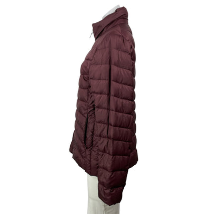 Uniqlo Burgundy Long Sleeves Quilted Ultra Light Down Puffer Coat Jacket Size L