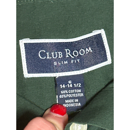 Club Room Men's Green Slim Fit Collared Long Sleeve Button Down Shirt Top Size S