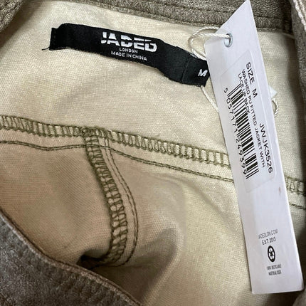 NEW Jaded London Women's Green Washed Lace Up Full Zip Vest Crop Top Size M