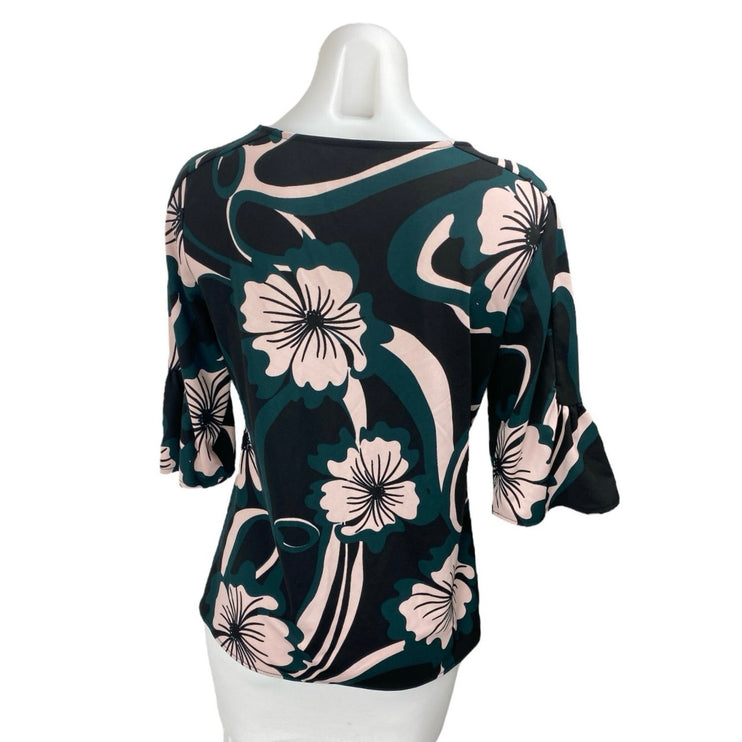 Ann Taylor Women's Multicolor Half Bell Sleeve Casual Floral Blouse Top Size S