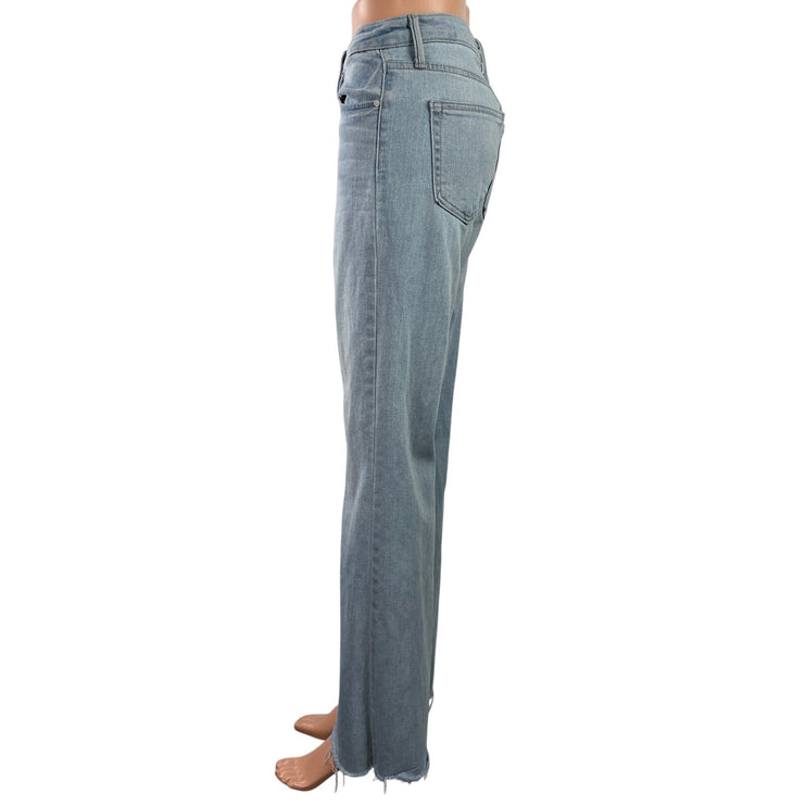 Just Black Denim Blue Light Wash High Rise Raw Hem Flared Bootcut Jeans Size 26