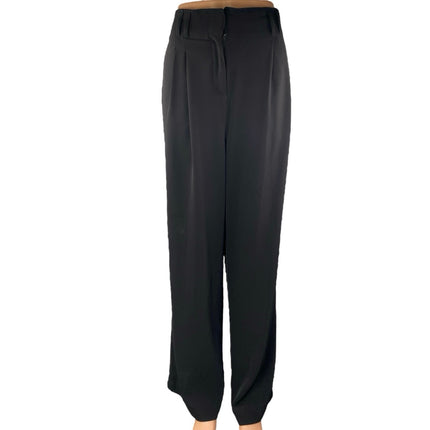 Weekend Women's Black Pleated Hign Waisted Wide Leg Trousers Dress Pants Size L