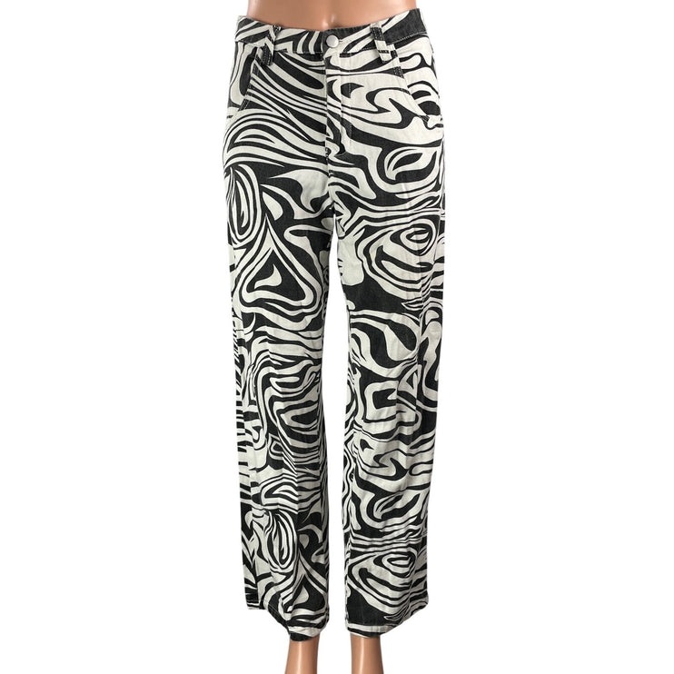 Love + Harmony Womens Black Marble High Rise Straight Relaxed Denim Jeans Size S