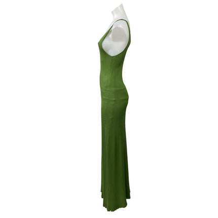 Zara Women's Green Ribbed Knit V Neck Sleeveless Cami Bodycon Maxi Dress Size M