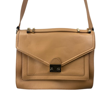 Loeffler Randall Tan Leather Envelope Style Handheld Worn Crossbody Shoulder Bag