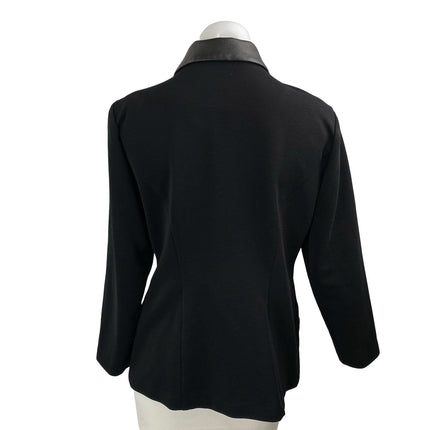 Lindsey Scott Women's Black Full Zip Faux Leather Collared Coat Jacket Size 8