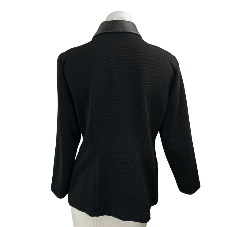 Lindsey Scott Women's Black Full Zip Faux Leather Collared Coat Jacket Size 8