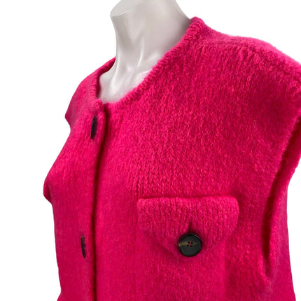 Essentiel Antwerp Pink Cap Sleeve Multi-Pocket Button Down Cardigan Sweater XS