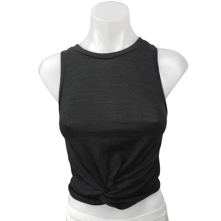 Aritzia Wilfred Black Twist Knot Sleeveless Crew Neck Crop Tank Top Size XS