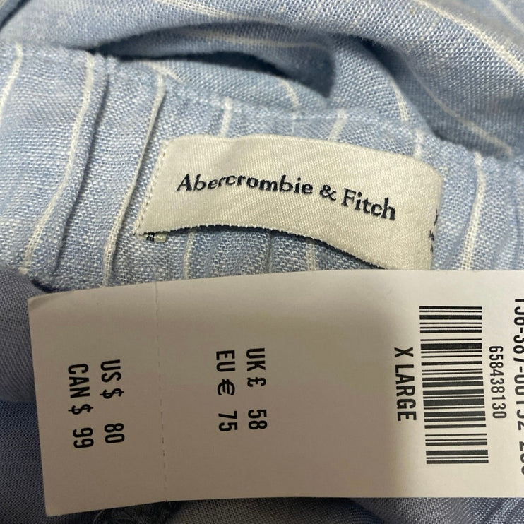 NEW Abercrombie & Fitch Blue Striped High Rise Wide Leg Trousers Pants Size XL