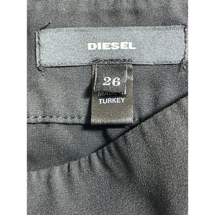 Diesel Women's Black High Waisted Ruffle Tiered Zip Fringe A Line Mini Skirt 26