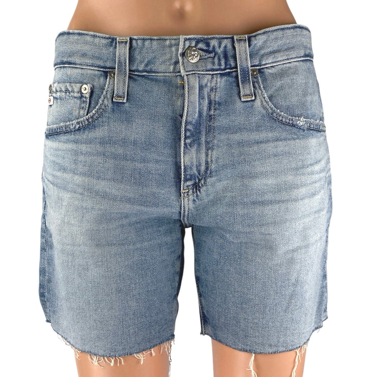 AG Adriano Goldschmied Mid Rise Frayed Hem Denim Cut-off Boyfriend Shorts Sz 26