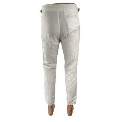 Orlebar Brown 100% Linen White High Rise Slim Tapered Utility Trousers Pants 30