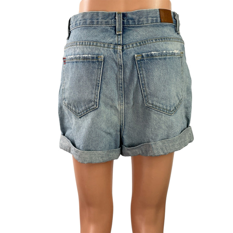 Urban Outfitters BDG Blue High Waisted Light Wash Cuffed Denim Jeans Shorts 28