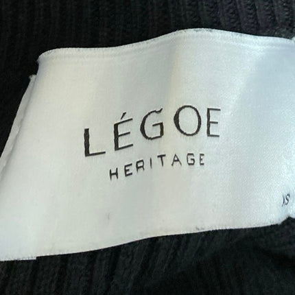 Legoe Heritage Womens Black Rib Knit Straight Leg High Waist Trousers Pants XS