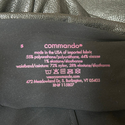 Commando Women's Black Faux Leather Vegan High Waisted Leggings Pants Size S