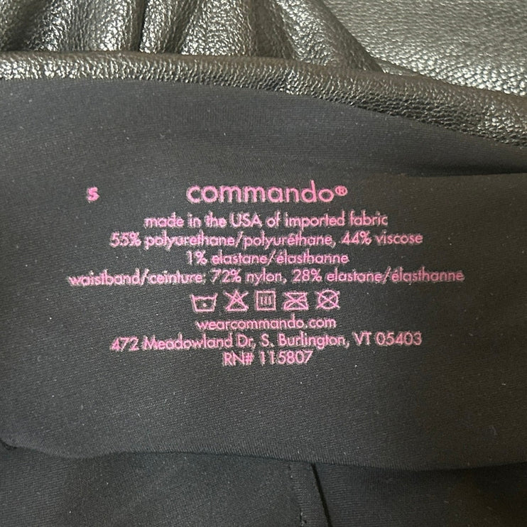 Commando Women's Black Faux Leather Vegan High Waisted Leggings Pants Size S