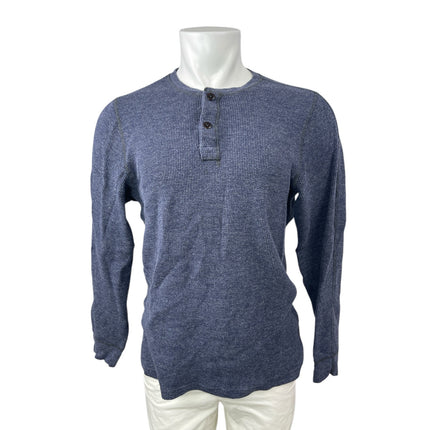 Wallace & Barnes Mens Blue Waffle Knit Long Sleeve Thermal Henley T Shirt Top XL