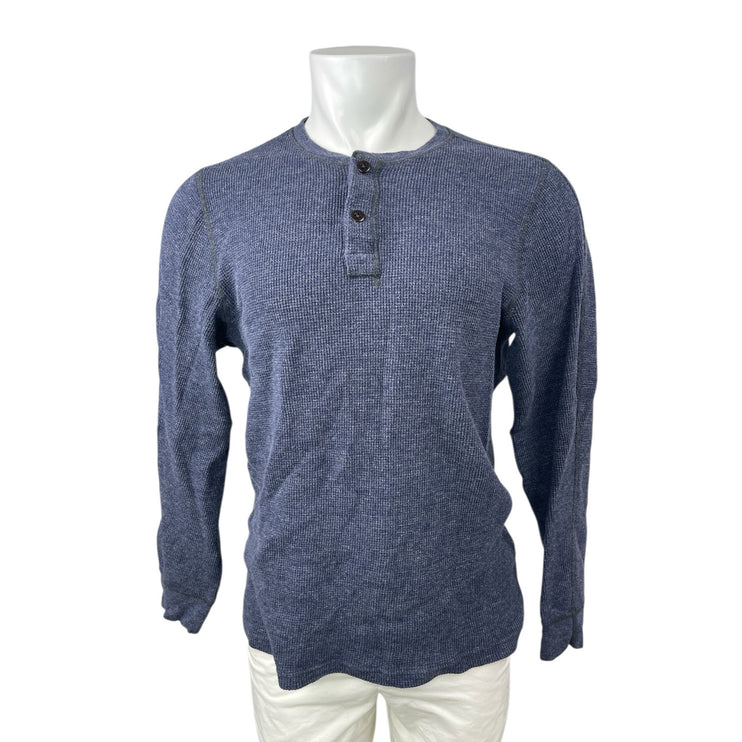 Wallace & Barnes Mens Blue Waffle Knit Long Sleeve Thermal Henley T Shirt Top XL