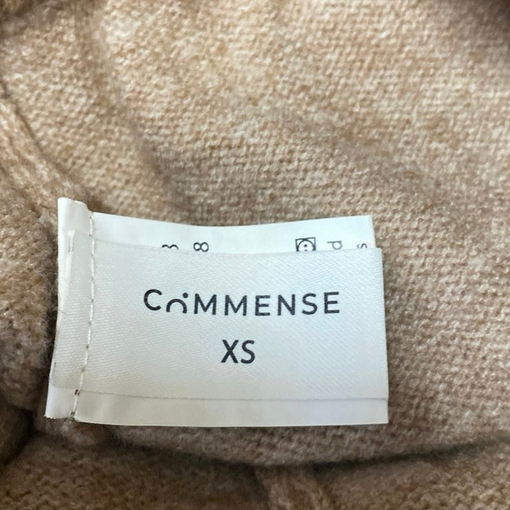 Commense Beige Tan Elastic Waist High Rise Knit Wide Leg Trousers Pants Size XS