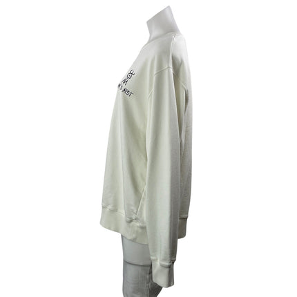 Lingua Franca Women's White Crows Nest Crew Long Sleeve Sweatshirt Top Size XL