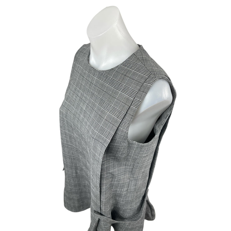 Zara Women's Gray Plaid Check  Sleeveless Mini Skater Tank Flare Shift Dress M