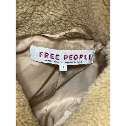 Free People Get Cozy Teddy Women's Brown Fleece Long Sleeve Bomber Coat Jacket S
